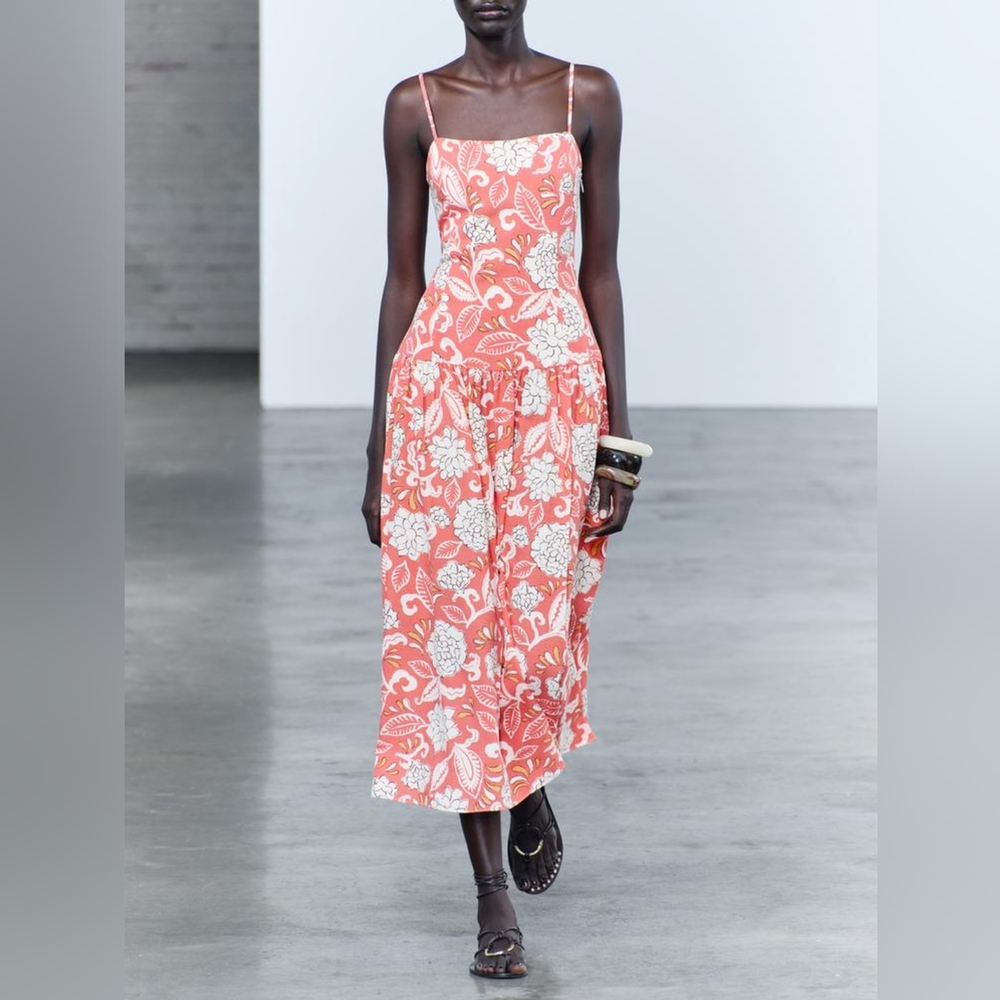 ZARA ZW COLLECTION PRINTED STRAPPY DRESS